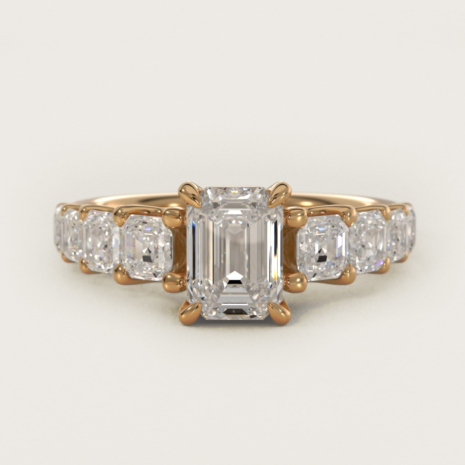 Asscher-Cut Diamond Engagement Ring in 18k Yellow Gold - Emerald Center