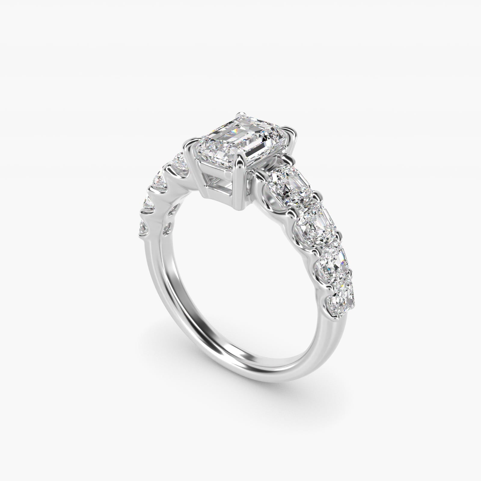 Asscher-Cut Diamond Engagement Ring in Platinum - Emerald Center