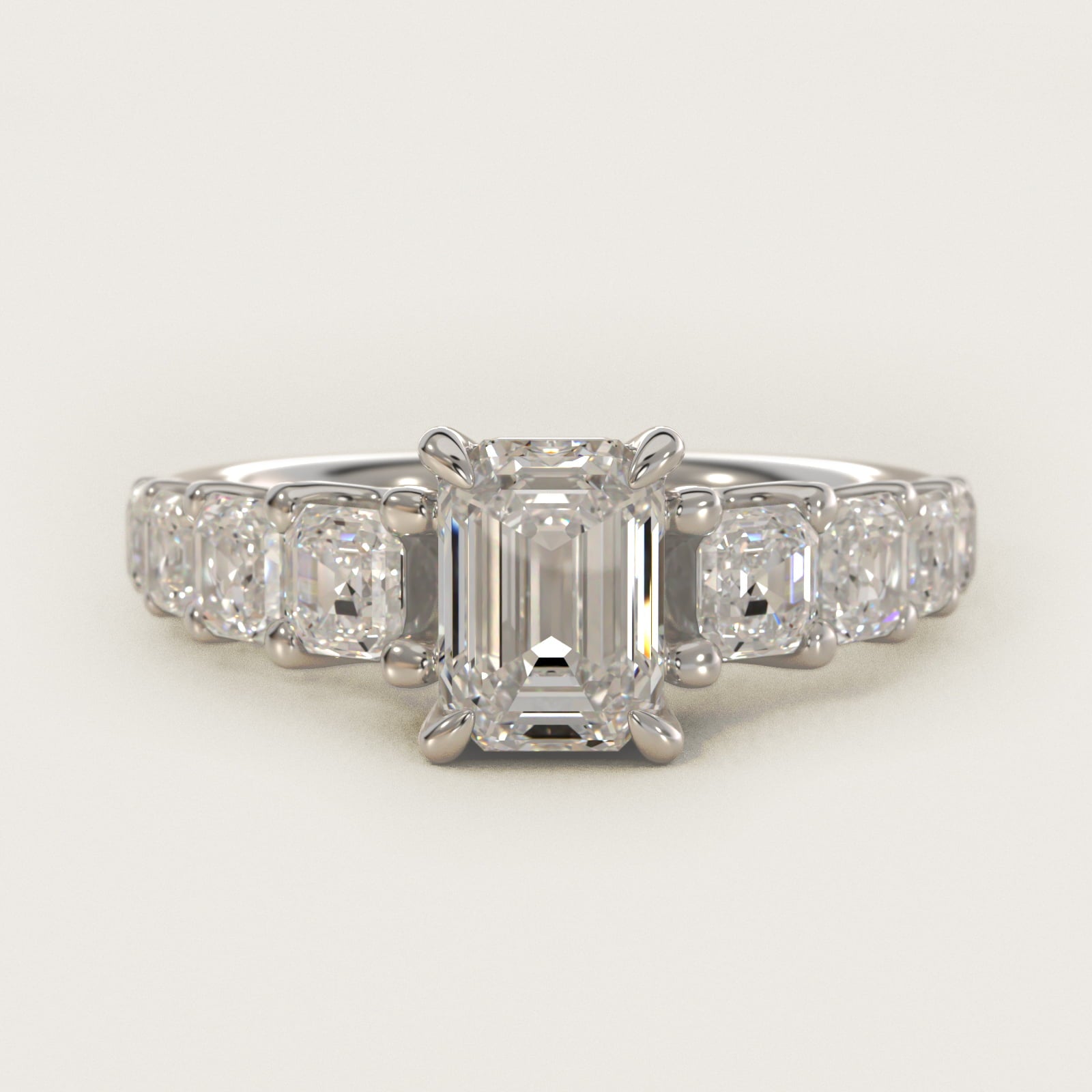 Asscher-Cut Diamond Engagement Ring in Platinum - Emerald Center