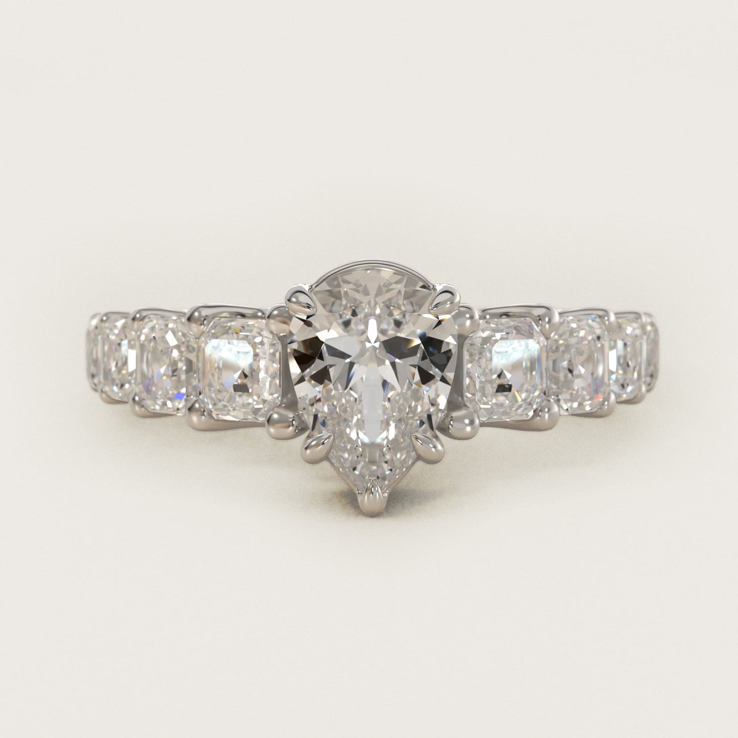 Asscher-Cut Diamond Engagement Ring in Platinum - Pear Center