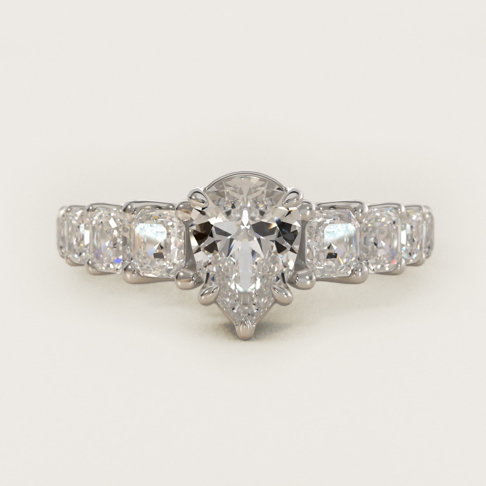 Asscher-Cut Diamond Engagement Ring in Platinum - Pear Center