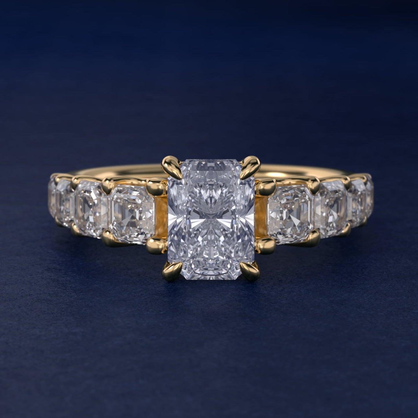Asscher-Cut Diamond Engagement Ring in 14k Yellow Gold - Radiant Center