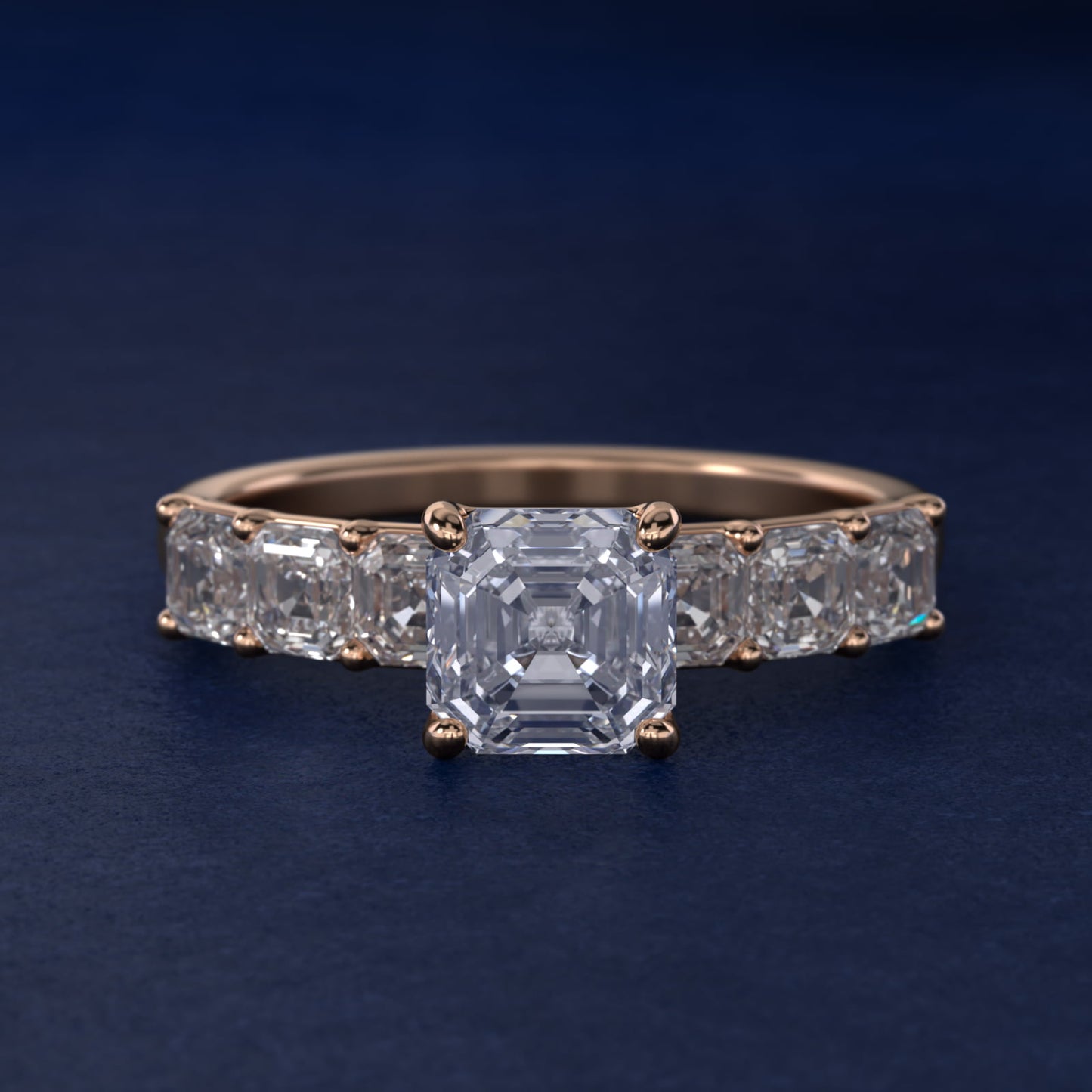 Asscher Cut Side Stone Diamond Engagement Ring In 14K Rose Gold By James Allen - Asscher Center
