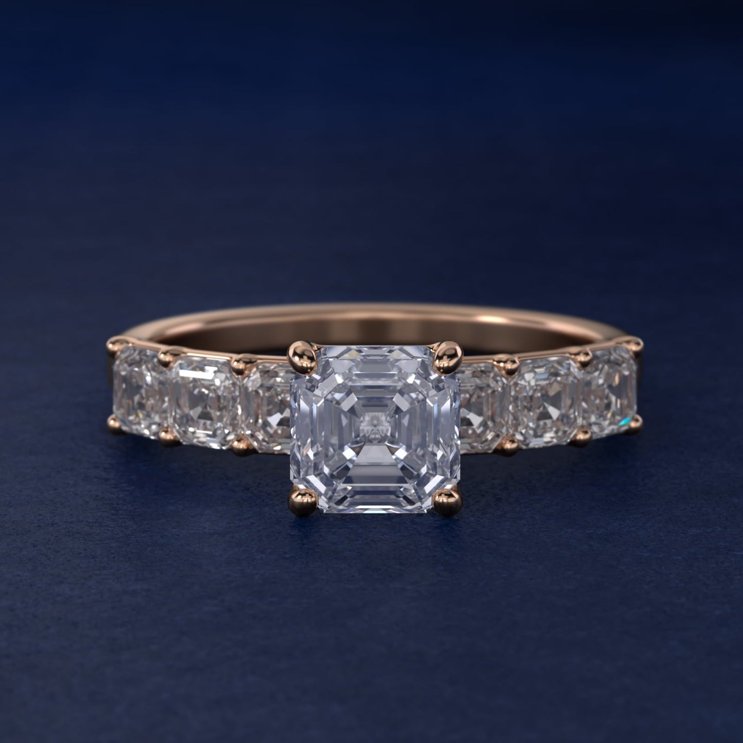 Asscher Cut Side Stone Diamond Engagement Ring In 18k Rose Gold By James Allen - Asscher Center