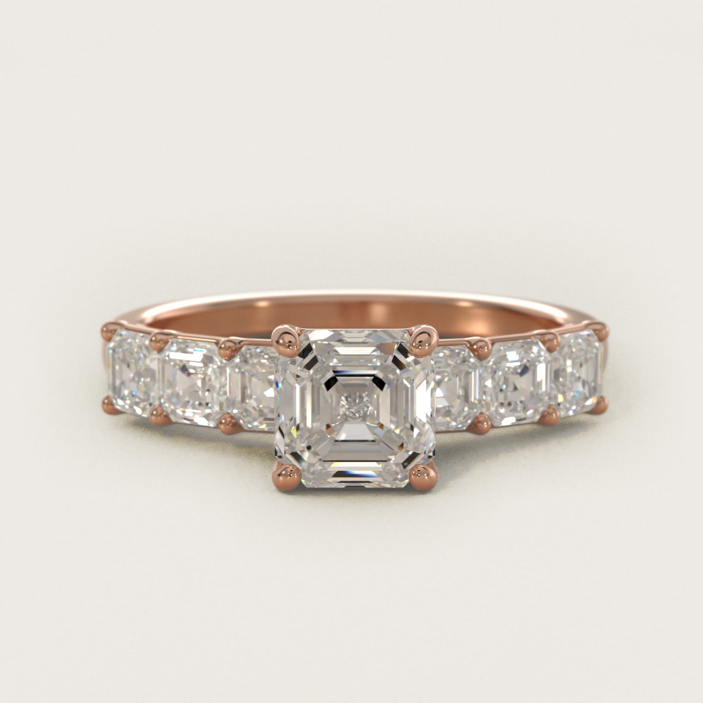 Asscher Cut Side Stone Diamond Engagement Ring In 14K Rose Gold By James Allen - Asscher Center