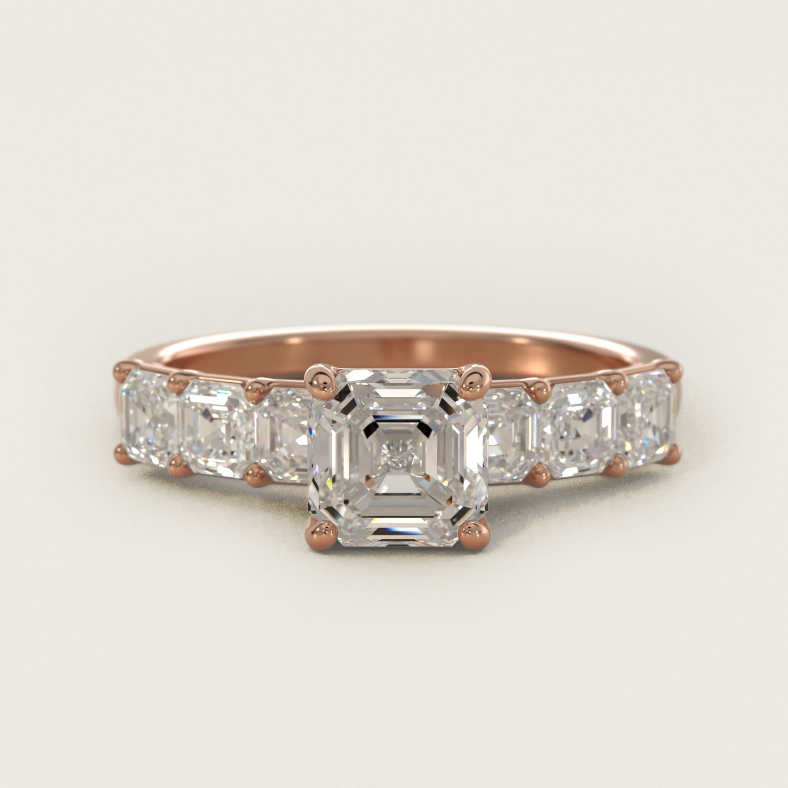 Asscher Cut Side Stone Diamond Engagement Ring In 14K Rose Gold By James Allen - Asscher Center