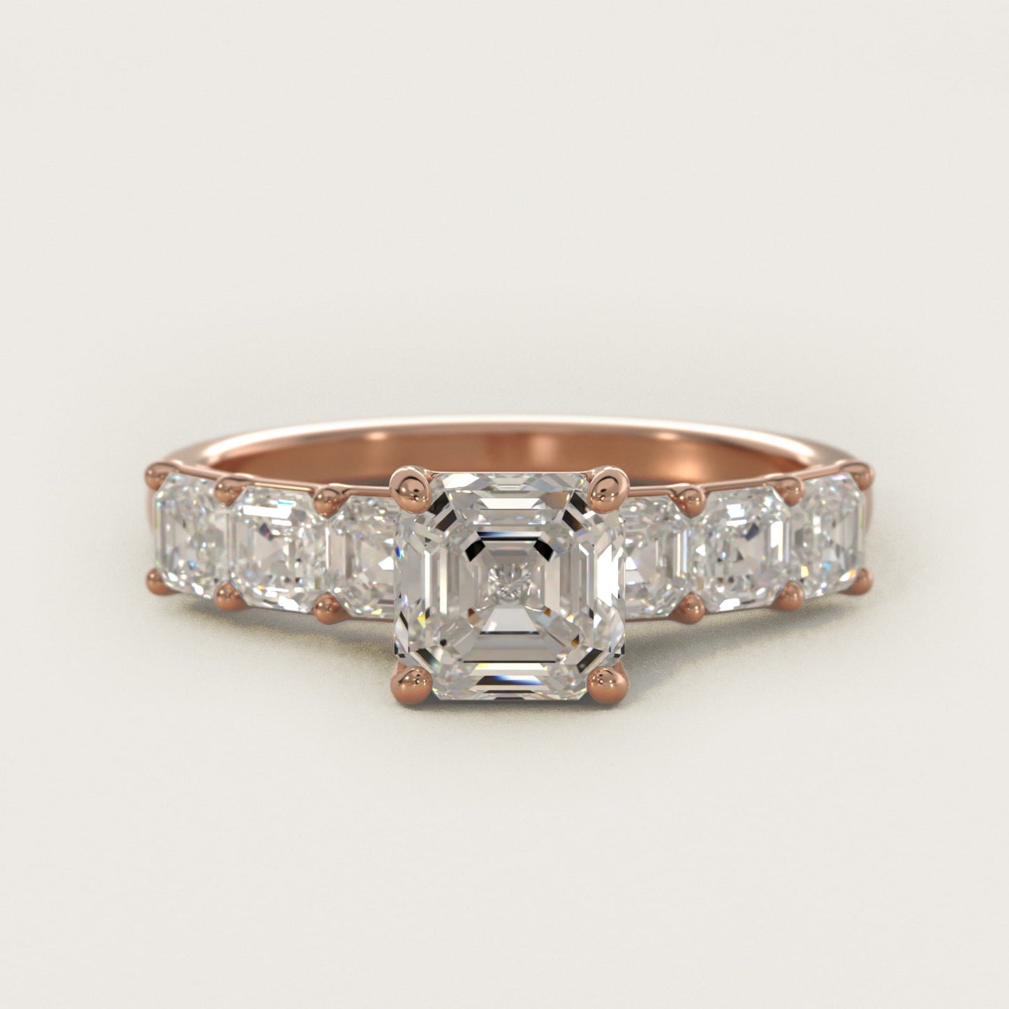 Asscher Cut Side Stone Diamond Engagement Ring In 18k Rose Gold By James Allen - Asscher Center