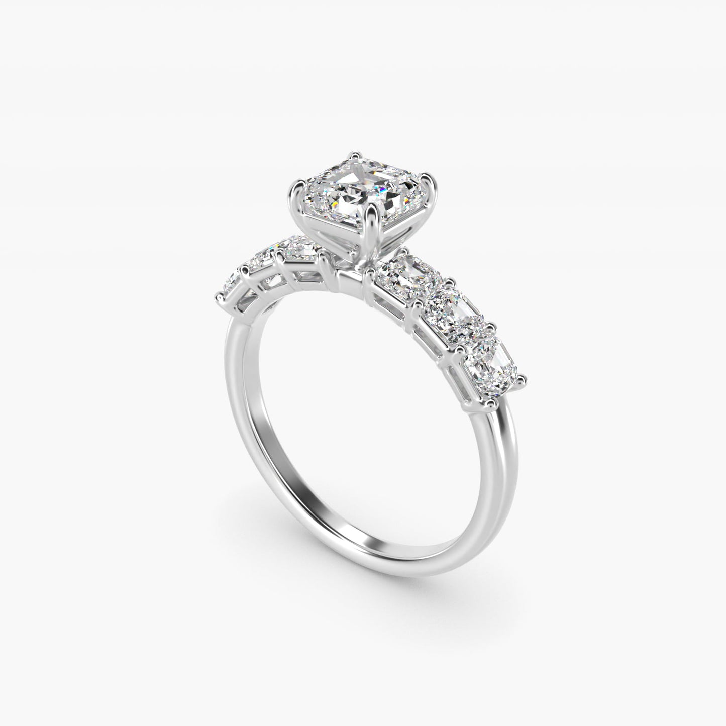 Asscher Cut Side Stone Diamond Engagement Ring In 14K White Gold By James Allen - Asscher Center