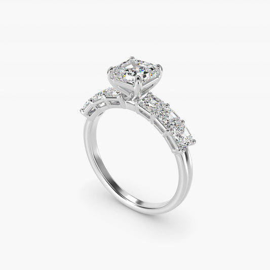 Asscher Cut Side Stone Diamond Engagement Ring In 14K White Gold By James Allen - Asscher Center