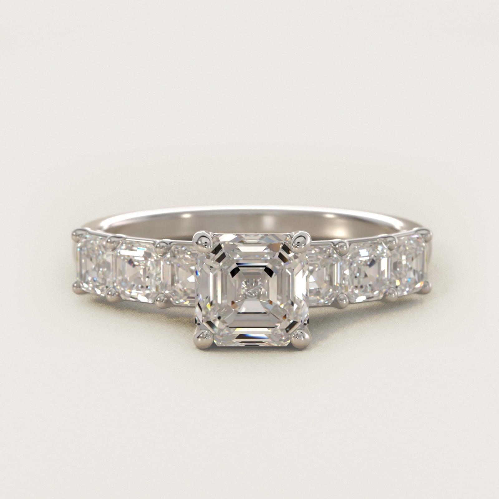Asscher Cut Side Stone Diamond Engagement Ring In 18k White Gold By James Allen - Asscher Center