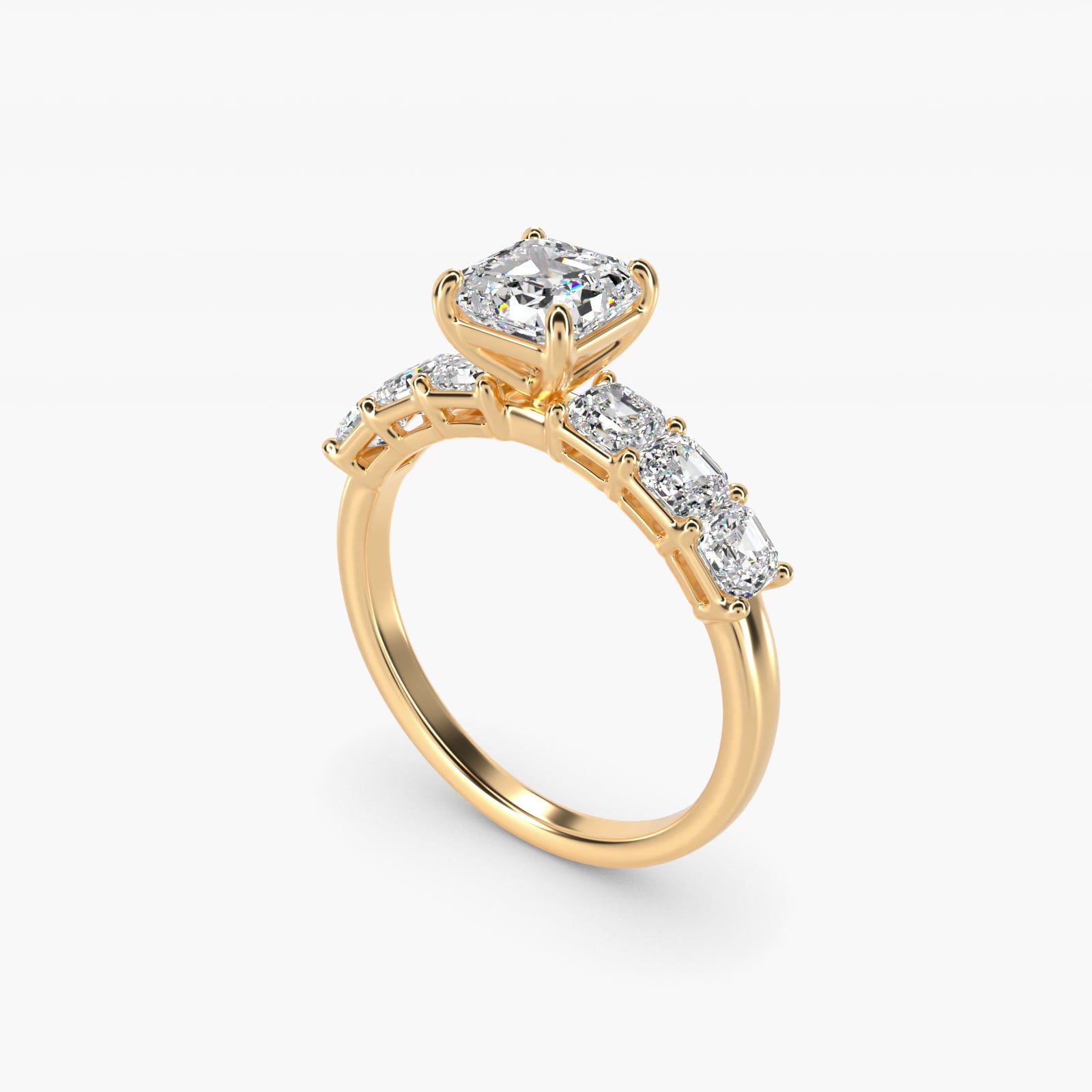 Asscher Cut Side Stone Diamond Engagement Ring In 14K Yellow Gold By James Allen - Asscher Center