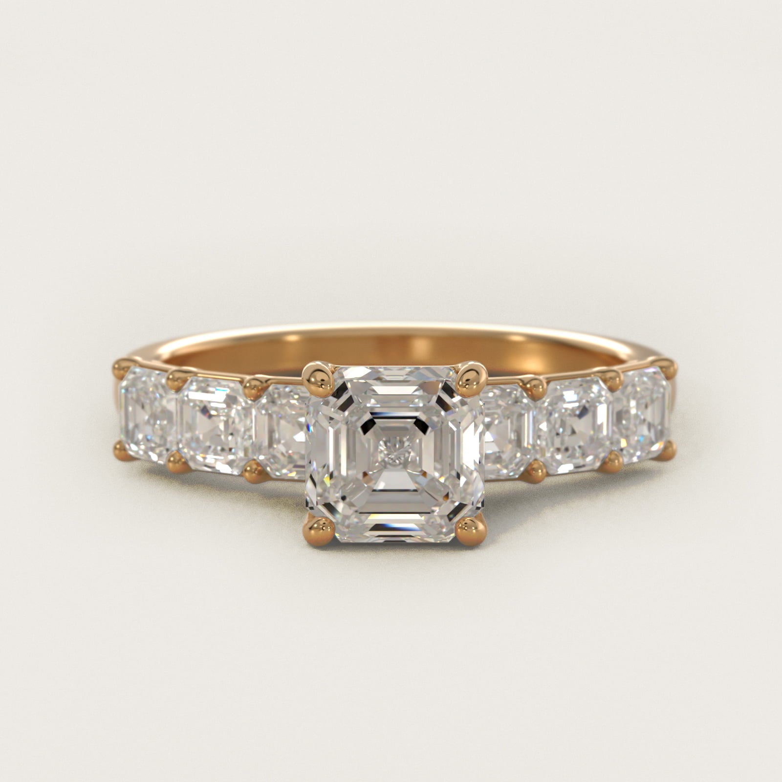 Asscher Cut Side Stone Diamond Engagement Ring In 14K Yellow Gold By James Allen - Asscher Center