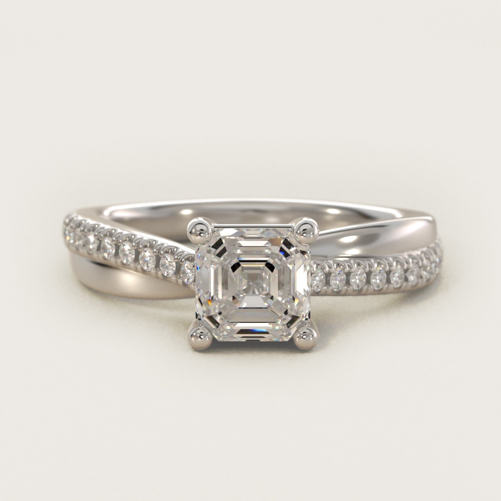 Asymmetrical Pav? Diamond Engagement Ring in Platinum - Asscher Center