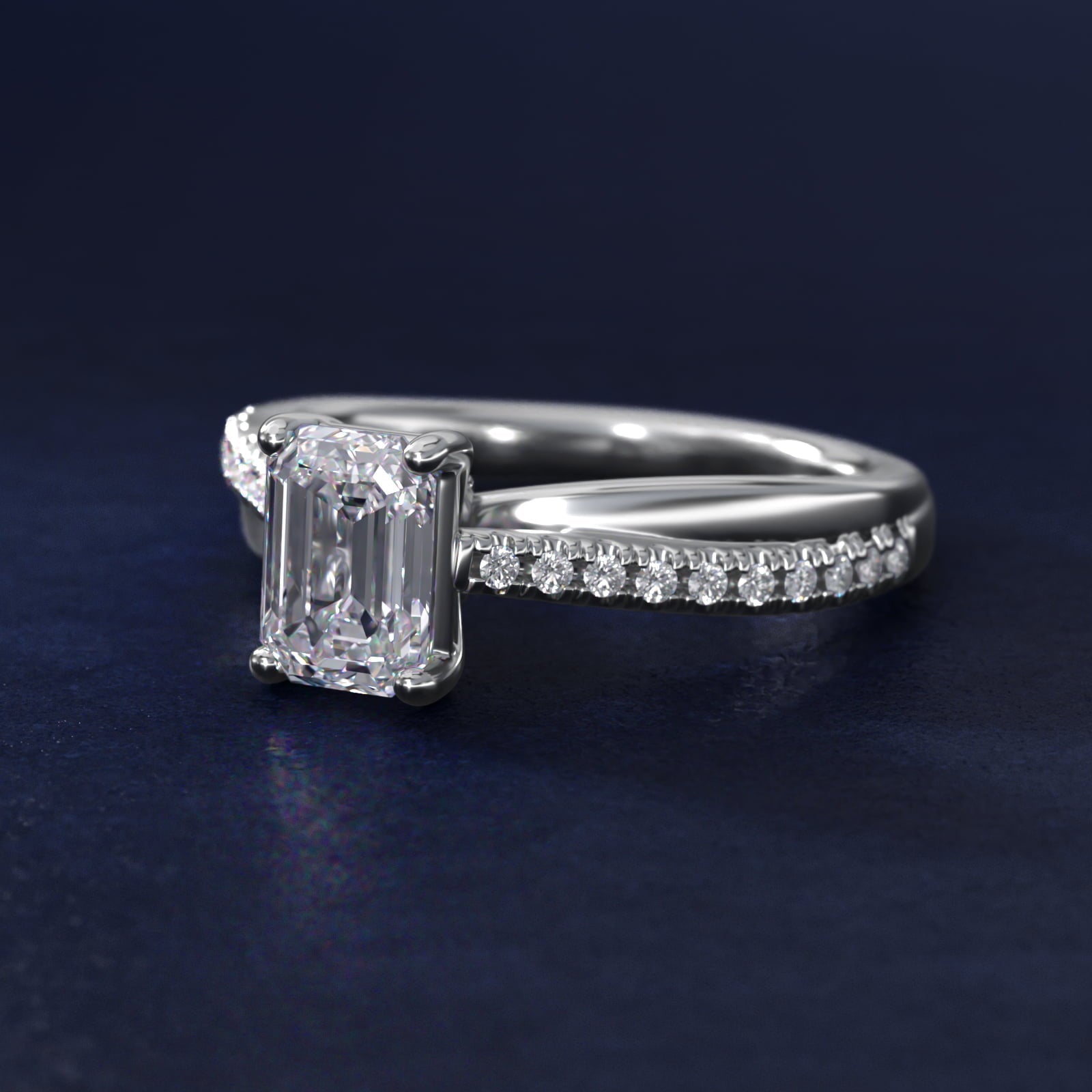 Asymmetrical Pav? Diamond Engagement Ring in Platinum - Emerald Center
