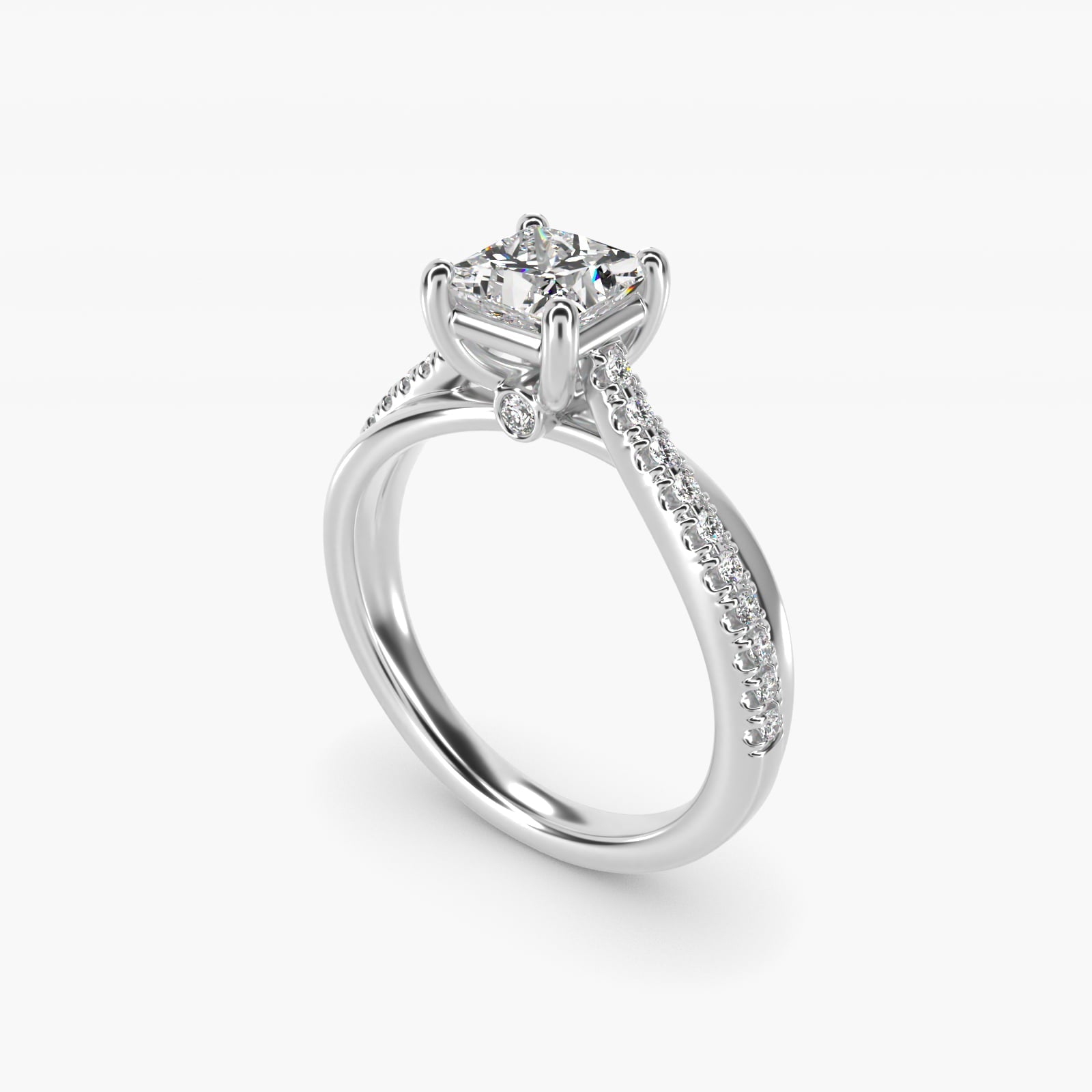 Asymmetrical Pav? Diamond Engagement Ring in Platinum - Princess Center