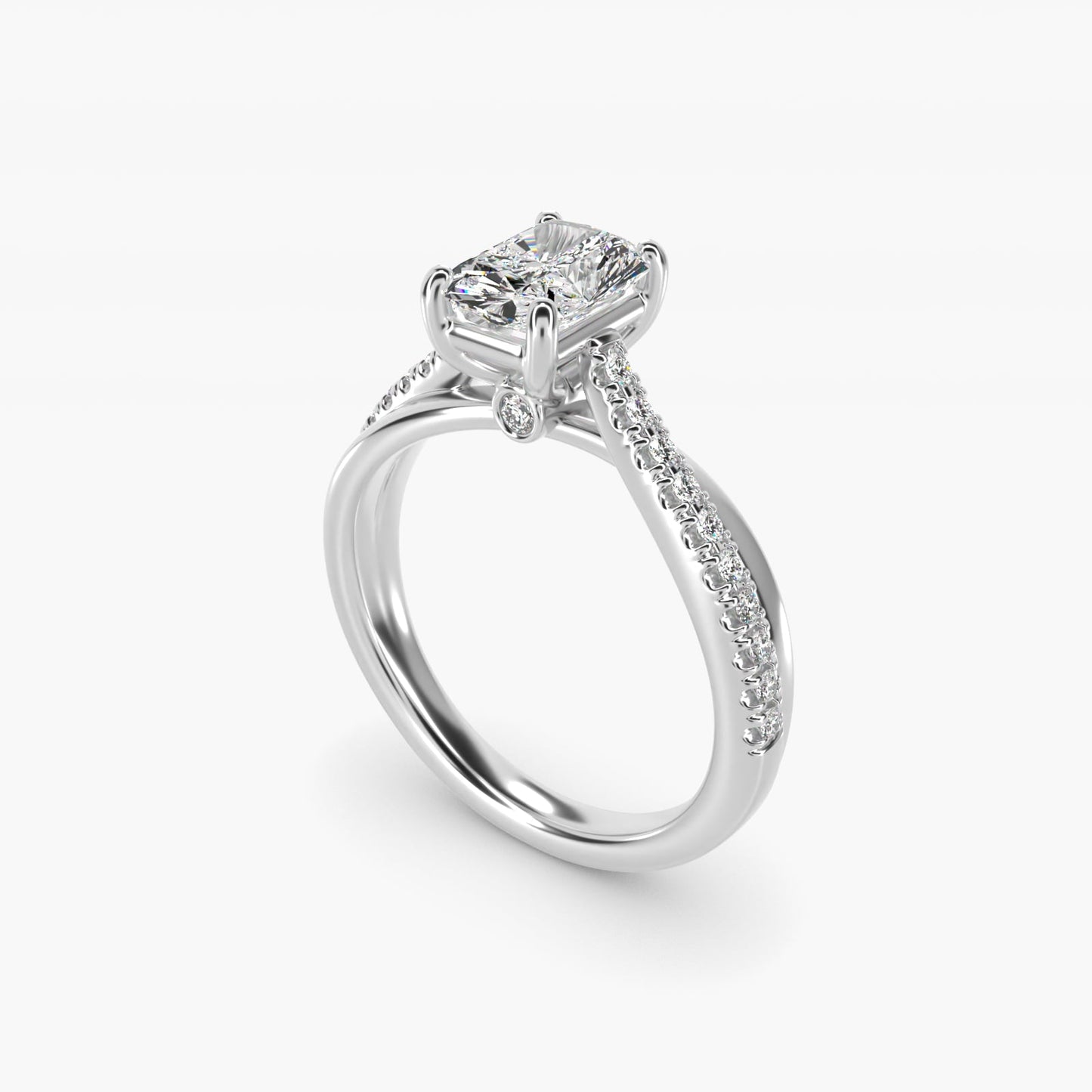 Asymmetrical Pav? Diamond Engagement Ring in Platinum - Radiant Center