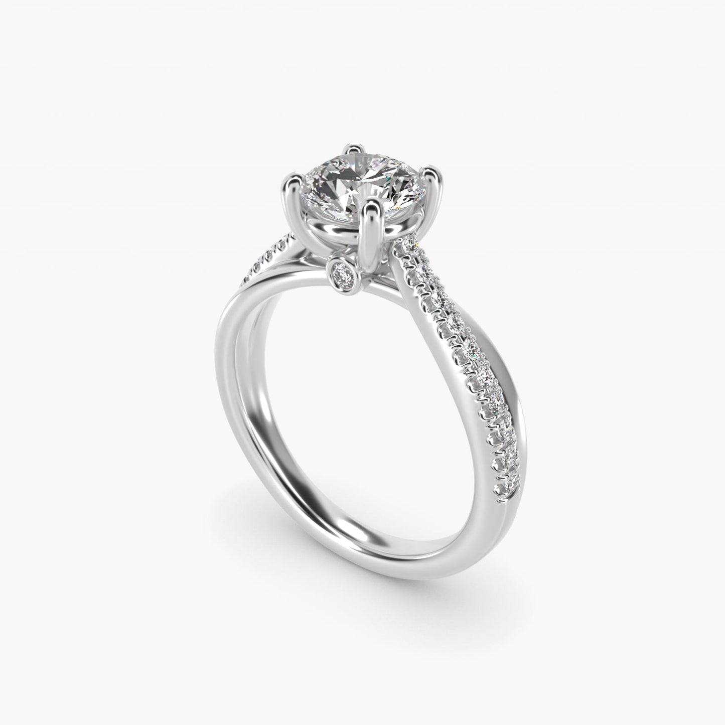 Asymmetrical Pav? Diamond Engagement Ring in Platinum - Round Center