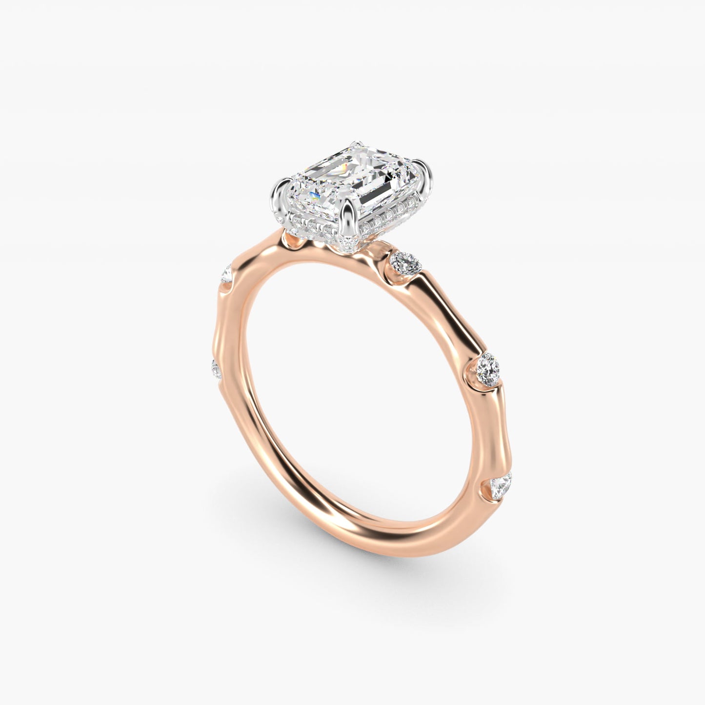 Bamboo Hidden Halo Side Stone Diamond Engagement Ring With Halo In 14K Rose Gold By James Allen - Emerald Center