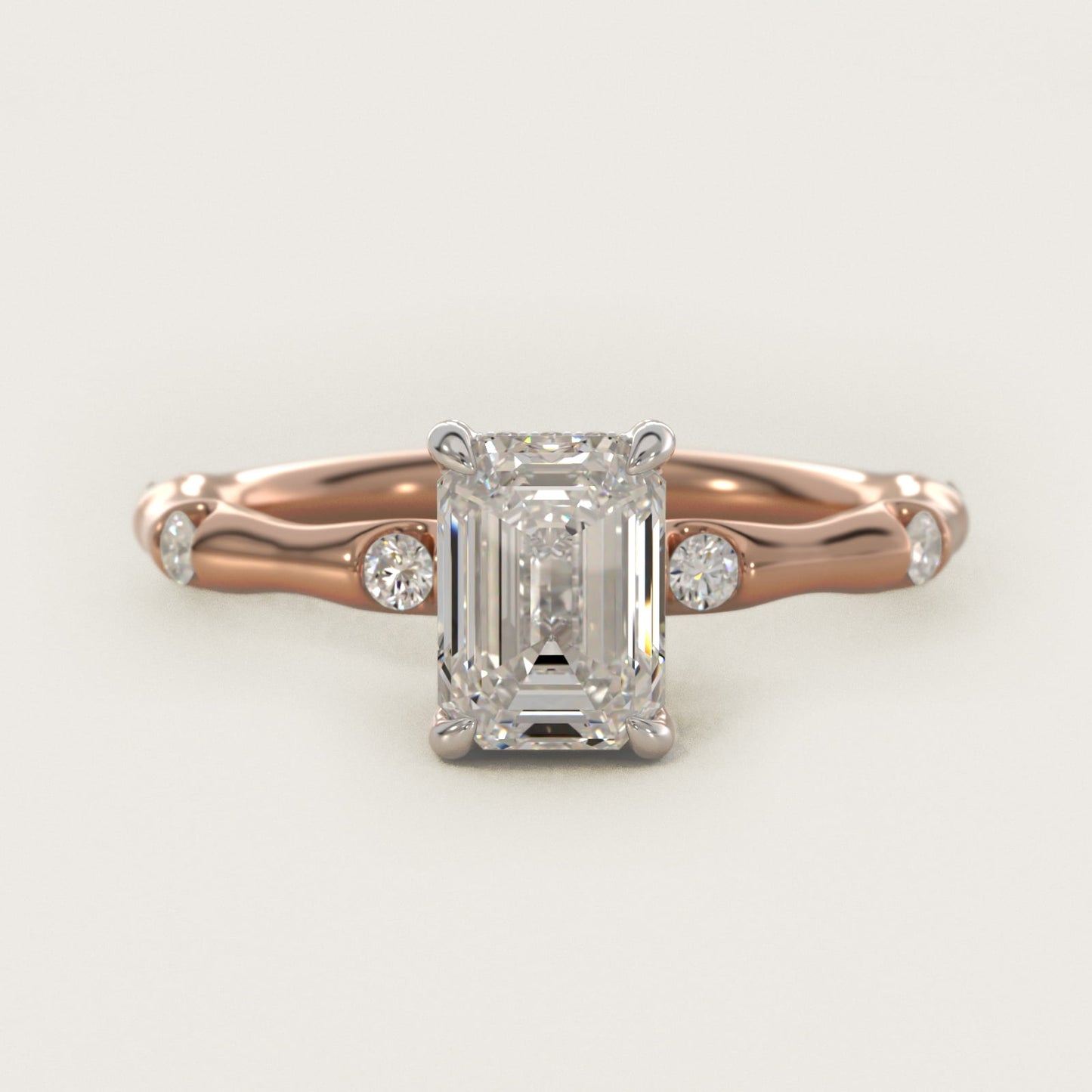 Bamboo Hidden Halo Side Stone Diamond Engagement Ring With Halo In 14K Rose Gold By James Allen - Emerald Center