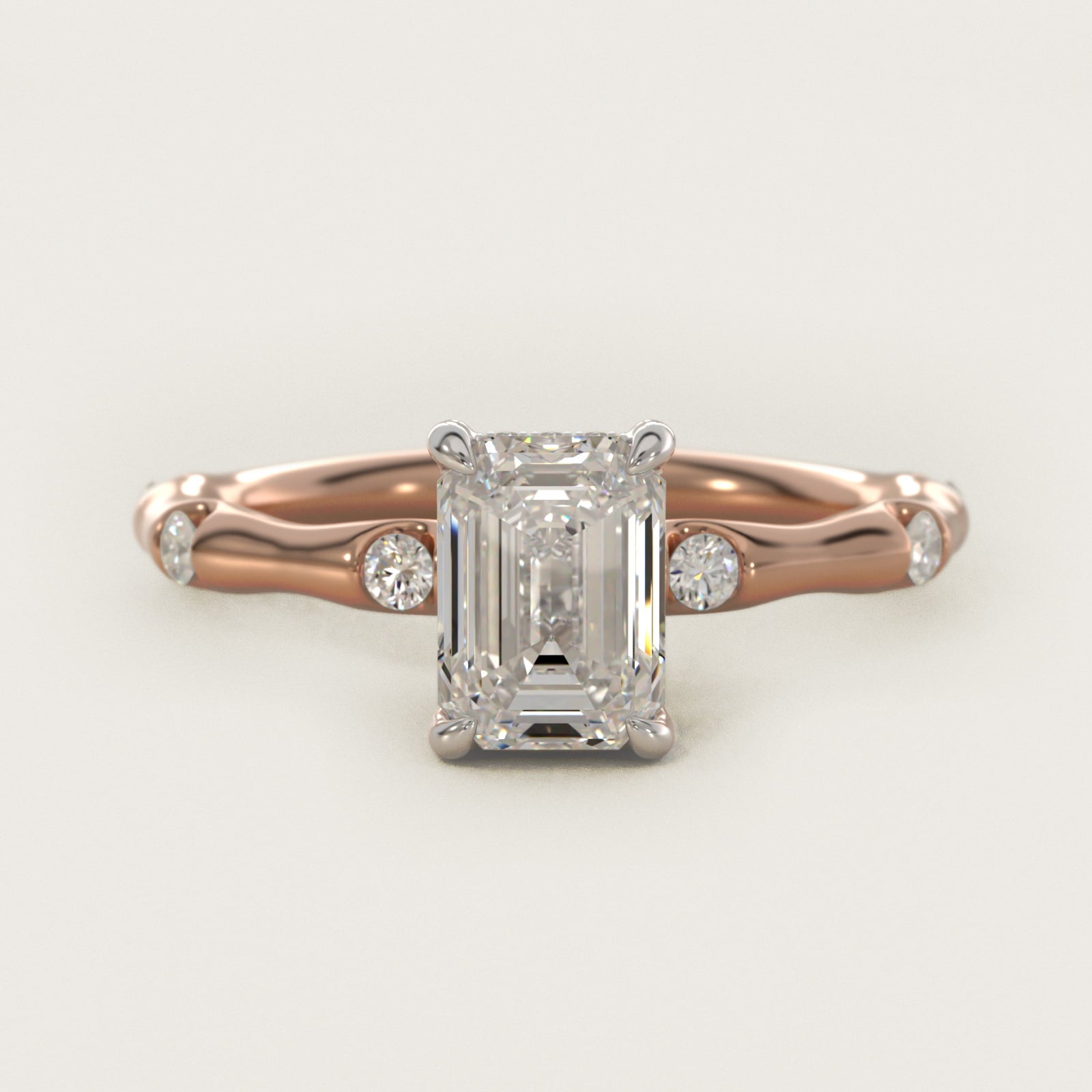 Bamboo Hidden Halo Side Stone Diamond Engagement Ring With Halo In 18k Rose Gold By James Allen - Emerald Center
