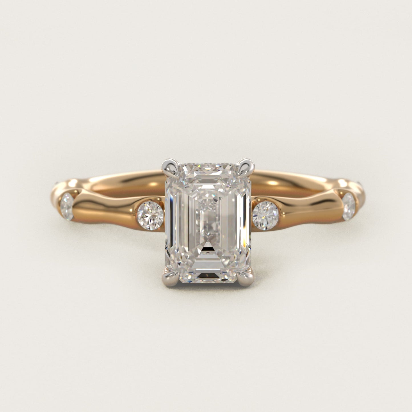 Bamboo Hidden Halo Side Stone Diamond Engagement Ring With Halo In 18k Yellow Gold By James Allen - Emerald Center