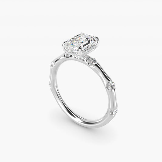 Bamboo Hidden Halo Side Stone Diamond Engagement Ring With Halo In Platinum By James Allen - Emerald Center