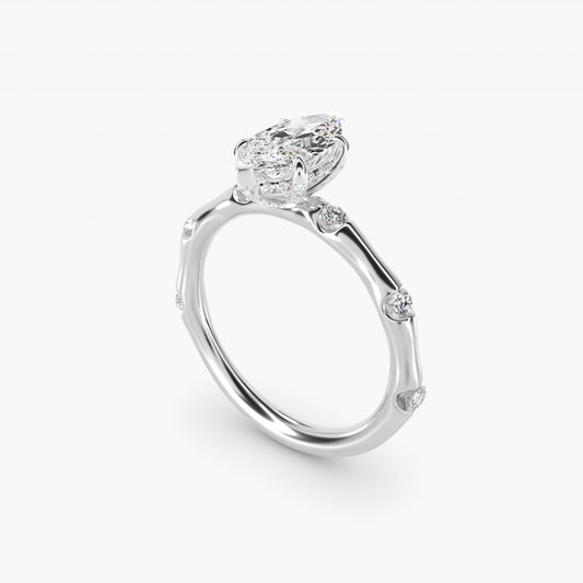Bamboo Hidden Halo Side Stone Diamond Engagement Ring With Halo In Platinum By James Allen - Marquise Center