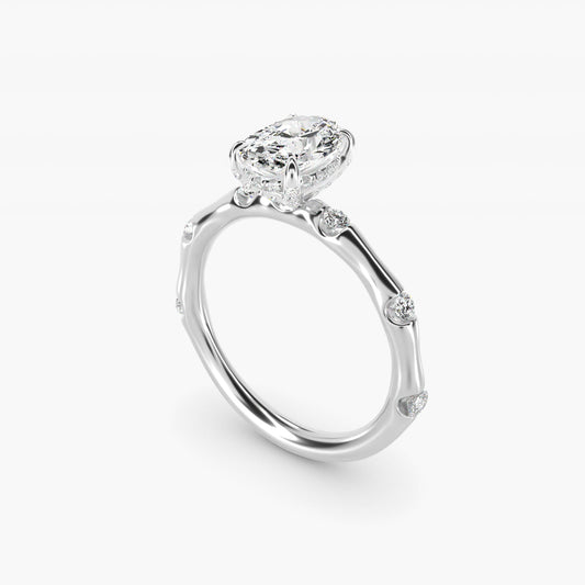 Bamboo Hidden Halo Side Stone Diamond Engagement Ring With Halo In Platinum By James Allen - Oval Center