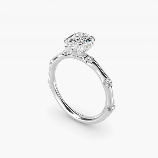Bamboo Hidden Halo Side Stone Diamond Engagement Ring With Halo In Platinum By James Allen - Pear Center