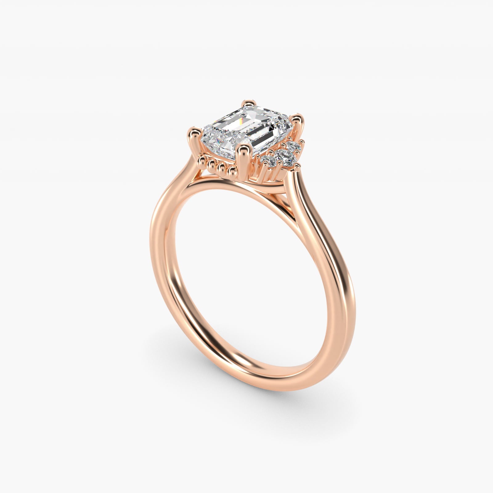 Bead Accent Pav? Trio Side Stone Diamond Engagement Ring In 18k Rose Gold By James Allen - Emerald Center