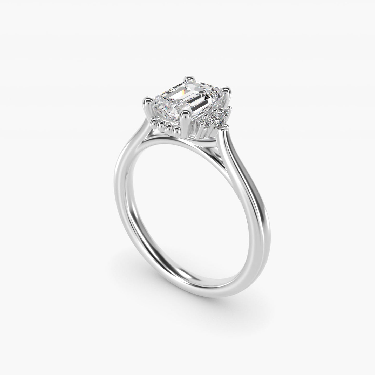 Bead Accent PavŽ Trio Side Stone Diamond Engagement Ring In 14K White Gold By James Allen - Emerald Center