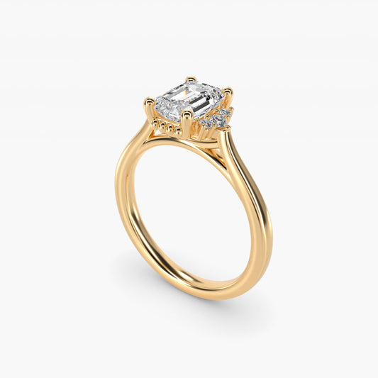 Bead Accent PavŽ Trio Side Stone Diamond Engagement Ring In 14K Yellow Gold By James Allen - Emerald Center
