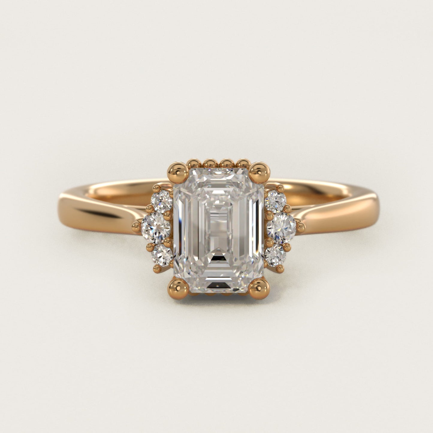 Bead Accent Pav? Trio Side Stone Diamond Engagement Ring In 18k Yellow Gold By James Allen - Emerald Center