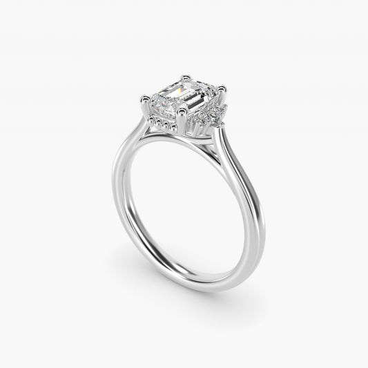 Bead Accent Pav? Trio Side Stone Diamond Engagement Ring In Platinum By James Allen - Emerald Center
