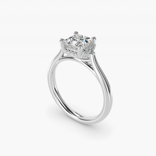 Bead Accent PavŽ Trio Side Stone Diamond Engagement Ring In 14K White Gold By James Allen - Princess Center