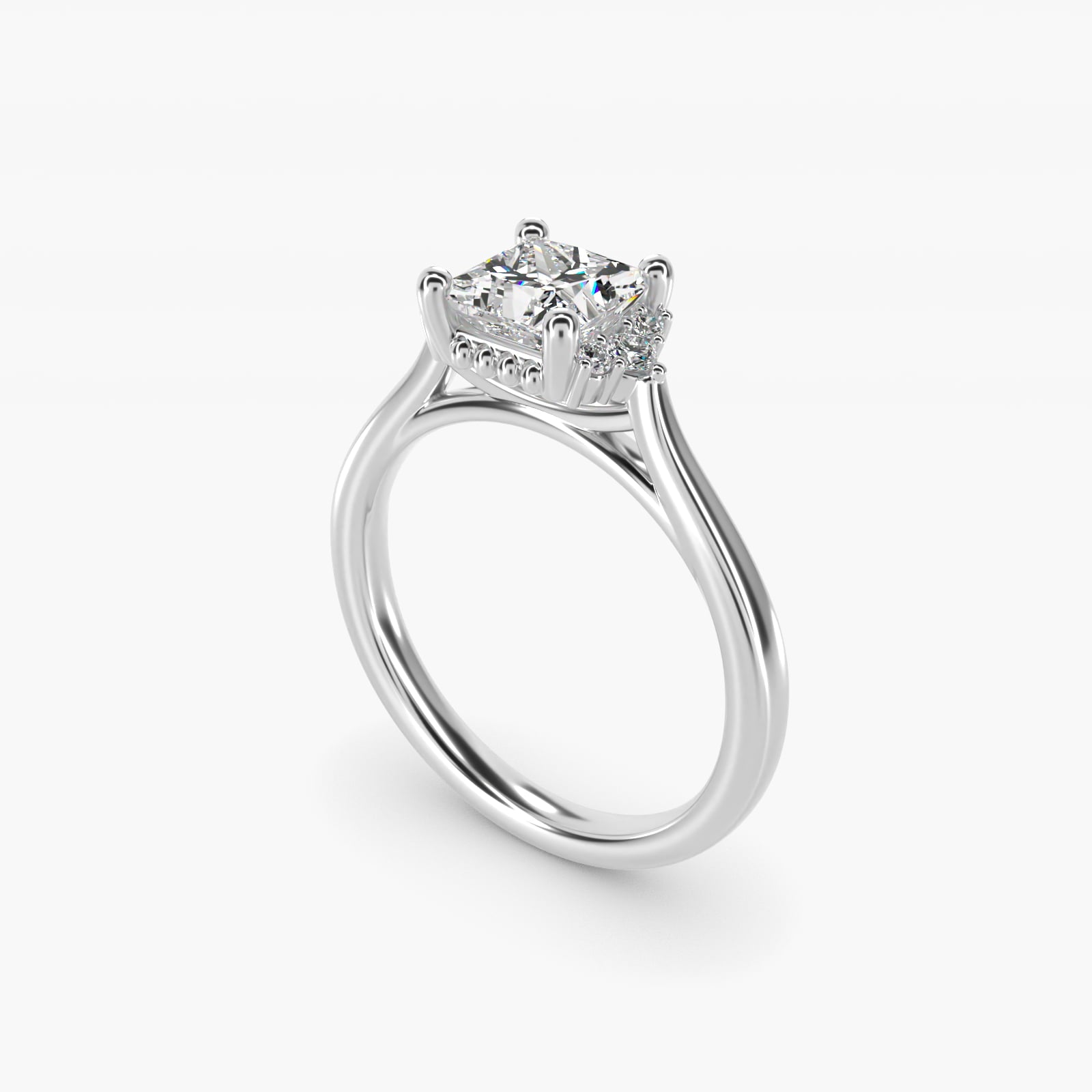 Bead Accent Pav? Trio Side Stone Diamond Engagement Ring In Platinum By James Allen - Princess Center