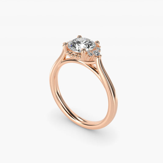 Bead Accent PavŽ Trio Side Stone Diamond Engagement Ring In 14K Rose Gold By James Allen - Round Center