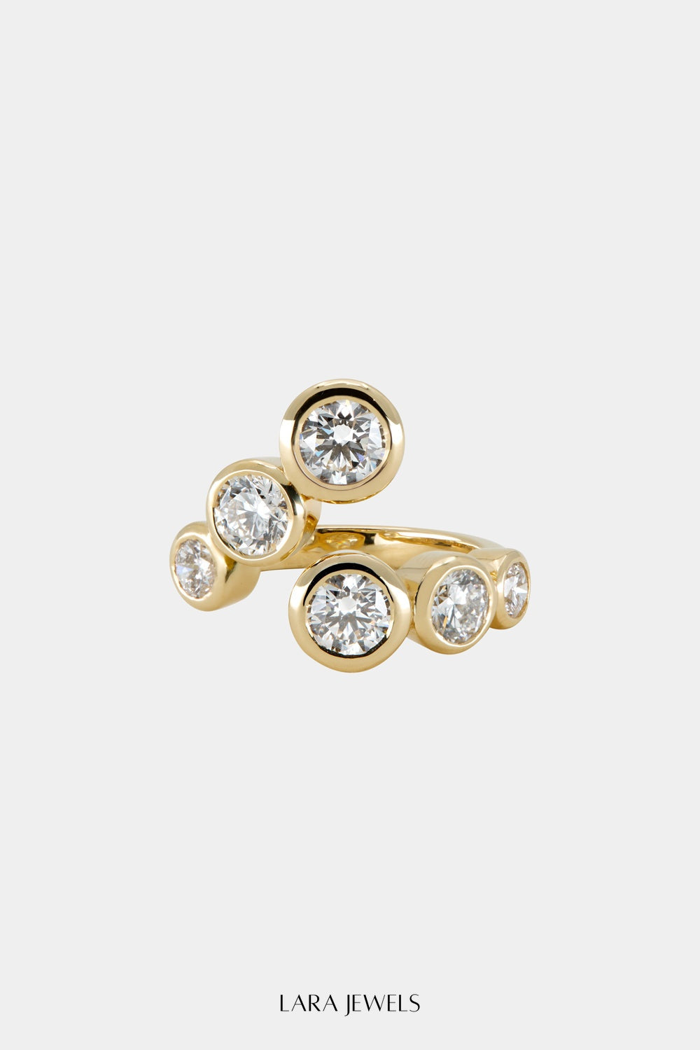 Bezel Diamond Wrap Ring 18K Yellow Gold - Front view
