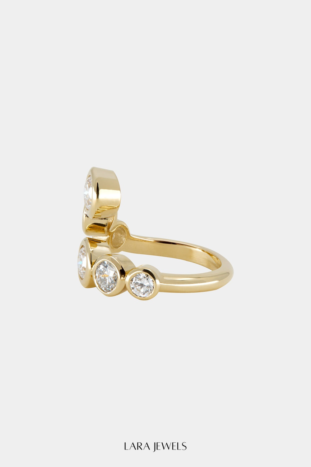 Bezel Diamond Wrap Ring 18K Yellow Gold - Back view
