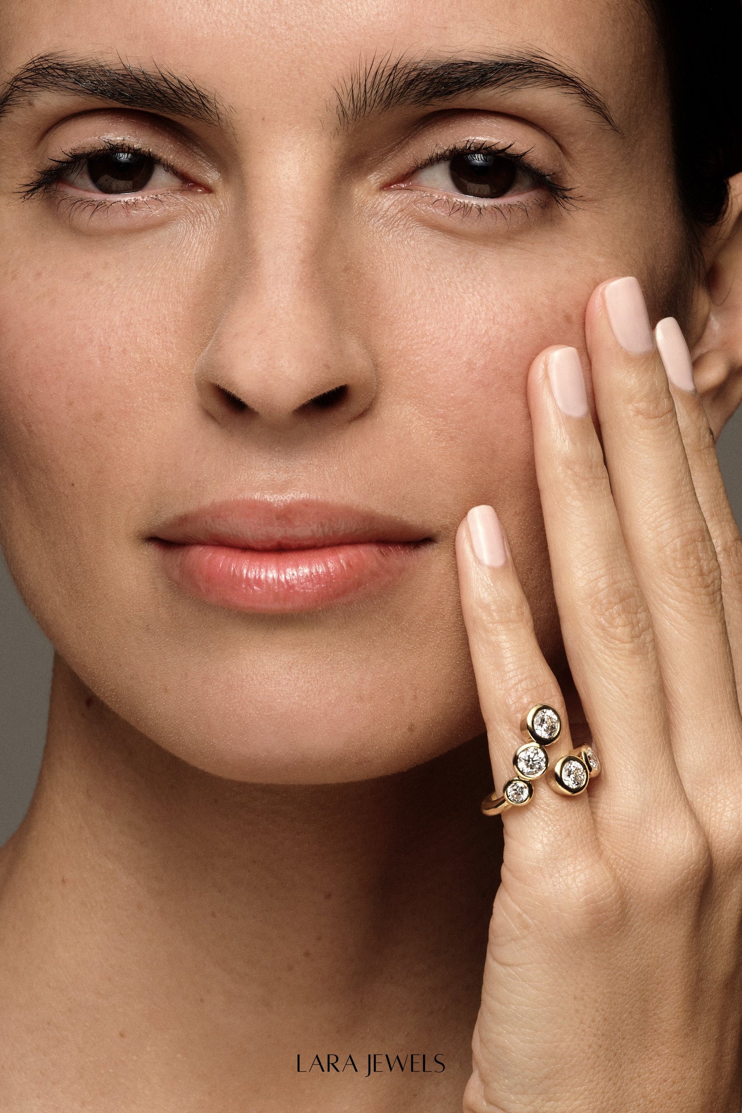 Bezel Diamond Wrap Ring 18K Yellow Gold - On model