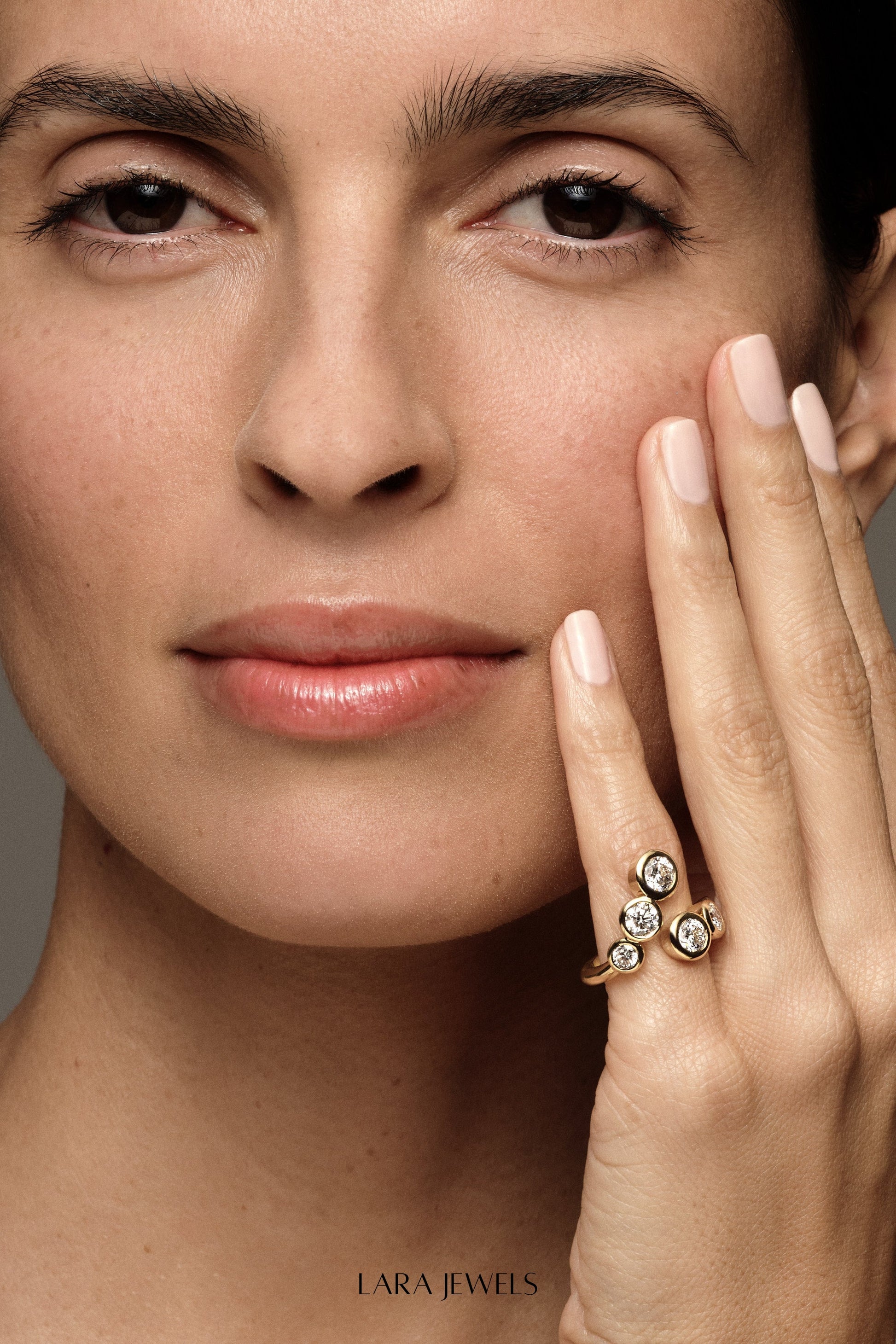 Bezel Diamond Wrap Ring 18K Yellow Gold - On model