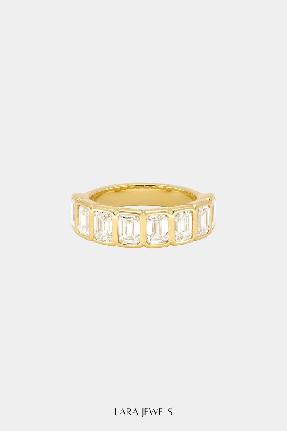Emerald Bezel Diamond Half Band | Gold