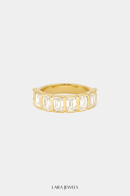 Emerald Bezel Diamond Half Band | Gold