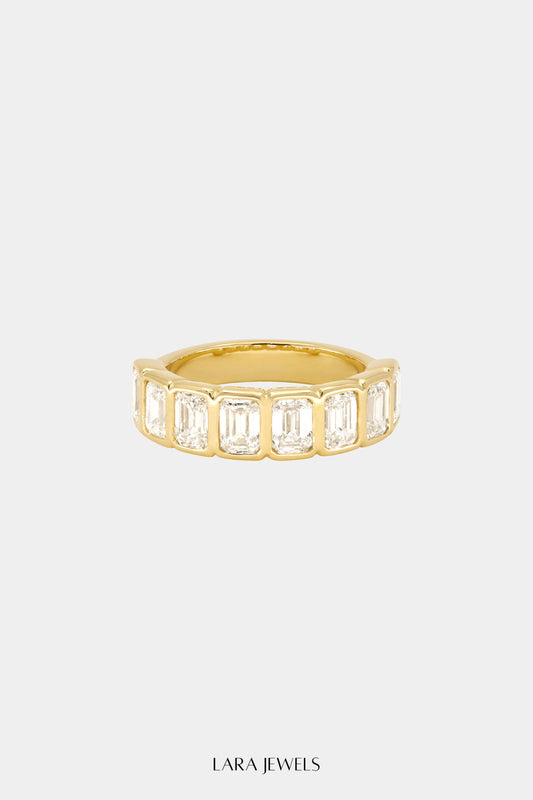 Emerald Bezel Diamond Half Band | Gold