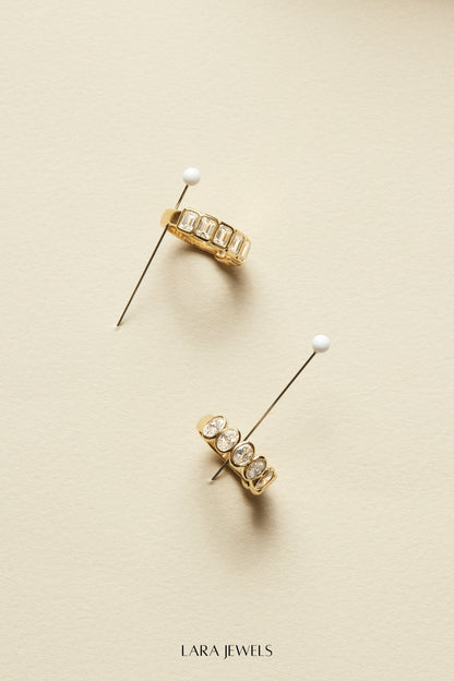 Emerald Bezel Diamond Half Band Gold - Detail