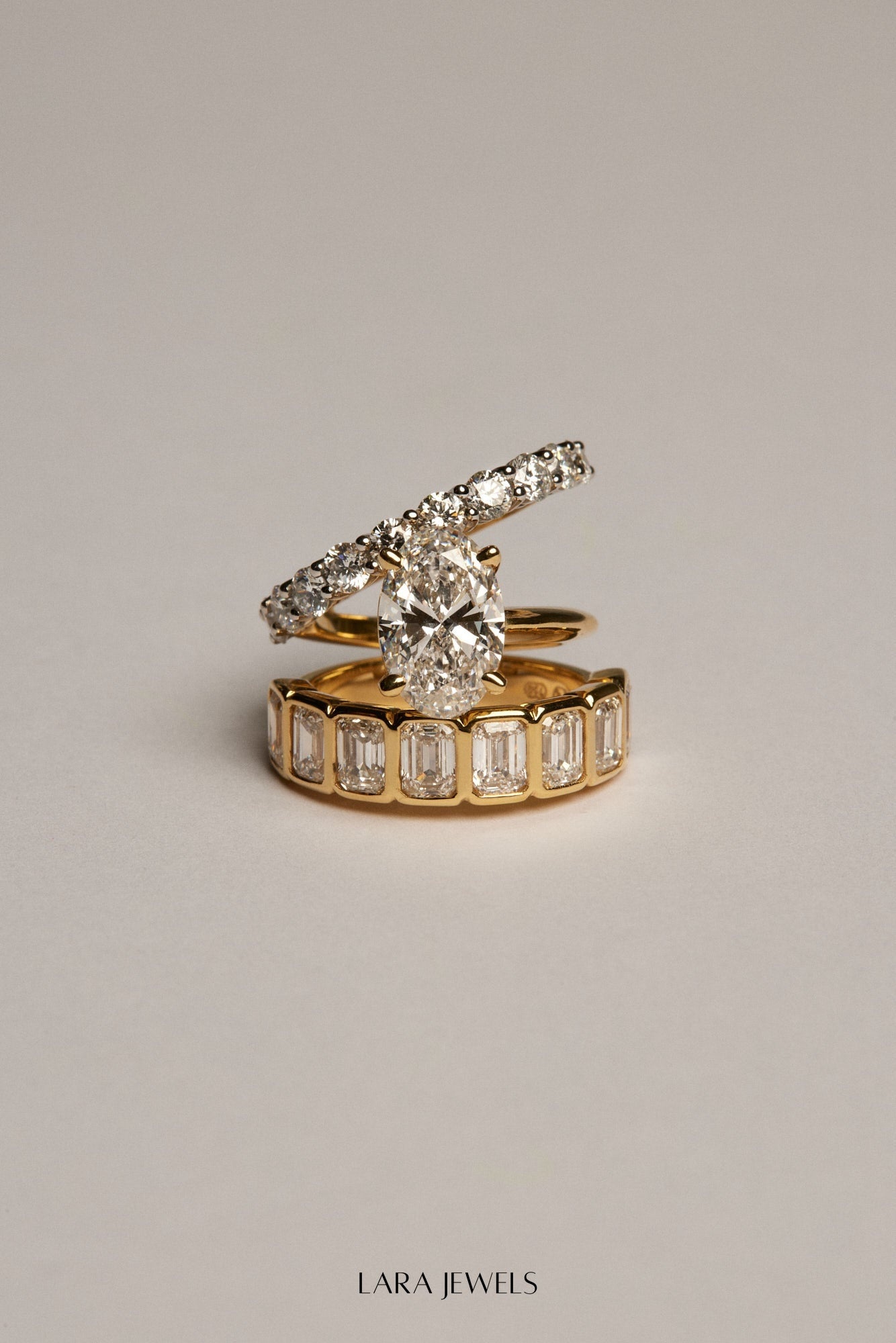 Emerald Bezel Diamond Half Band Gold - Back view