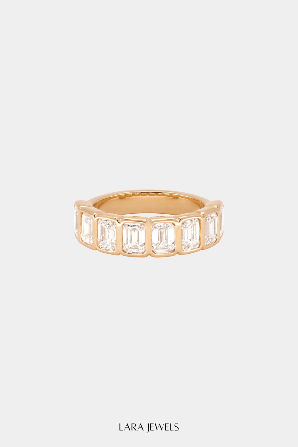 Emerald Bezel Diamond Half Band Gold - Detail