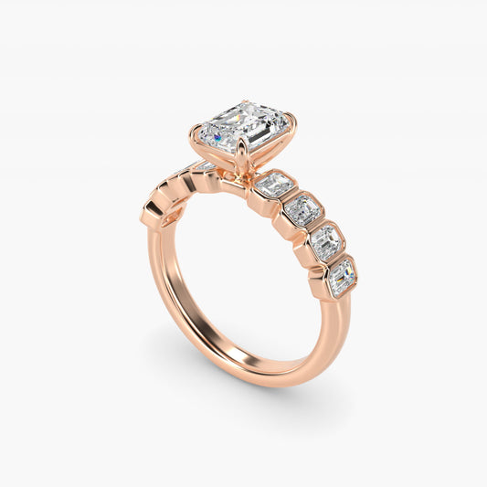 Bezel Set Emerald Cut Side Stone Diamond Engagement Ring In 14K Rose Gold By James Allen - Emerald Center