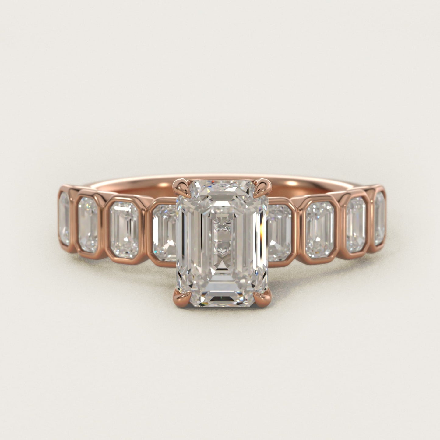 Bezel Set Emerald Cut Side Stone Diamond Engagement Ring In 18k Rose Gold By James Allen - Emerald Center