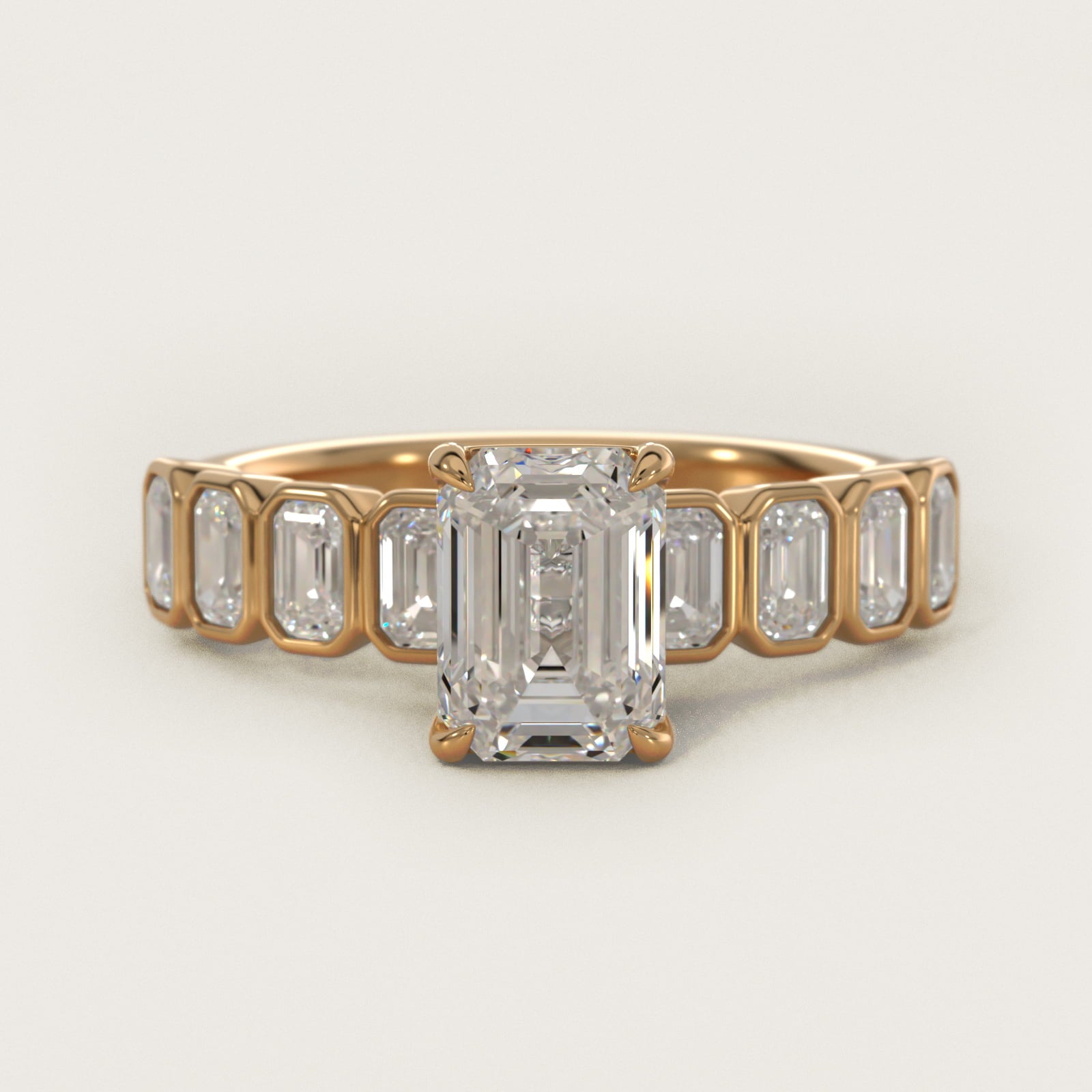 Bezel Set Emerald Cut Side Stone Diamond Engagement Ring In 14K Yellow Gold By James Allen - Emerald Center
